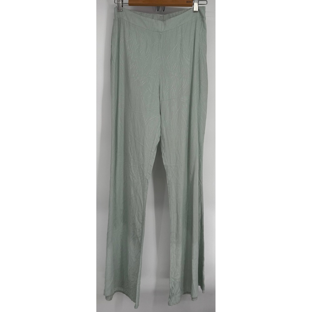 Mustard Seed Womens Sage Green Textured Wide Leg Pants High Rise Sz M